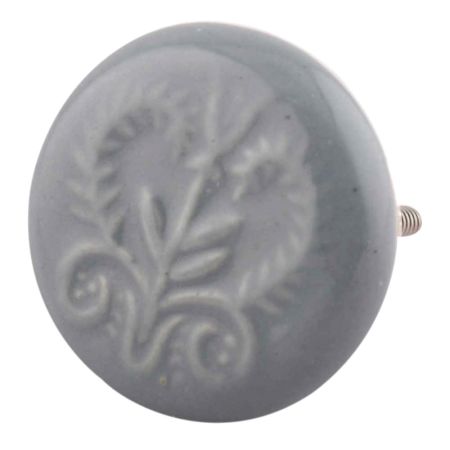 Grey Leaf Ceramic Flat Cabinet Knob Online 
